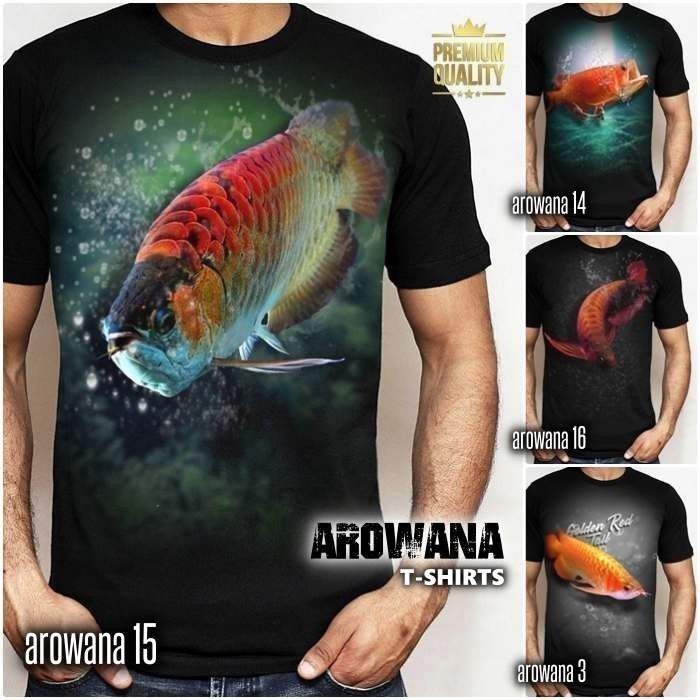 แฟชั่น Arwana 2024 Golden Red TAIL SHIRTS PREMIUM Golden Red Arwana FISH พิมพ์เสื้อยืดอินโดนีเซีย Ar