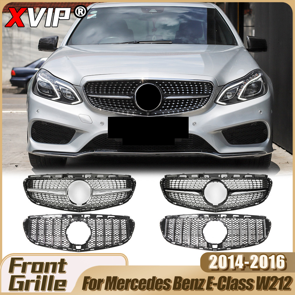 Xpv Glossy สีดํา GTR สไตล์ Upper Grilles สําหรับ Mercedes Benz E-Class W212 E200 E350 2014-16 เพชรสไ