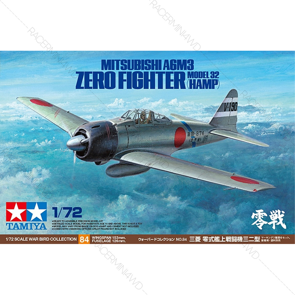TAMIYA 60784 1/72 Model Kit Mitsubishi A6M3 Zero Fighter Model 32 (Hamp)