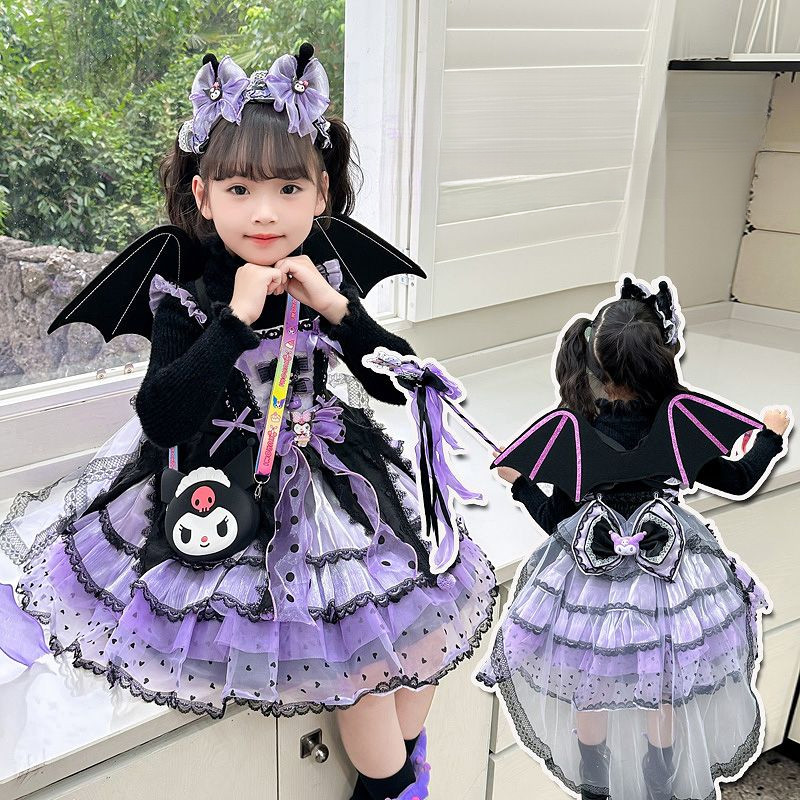 ชุด Kuromi Princess 2 ชิ้น สไตล์ Lolita แขนยาว สำหรับวันเกิดและCosplay