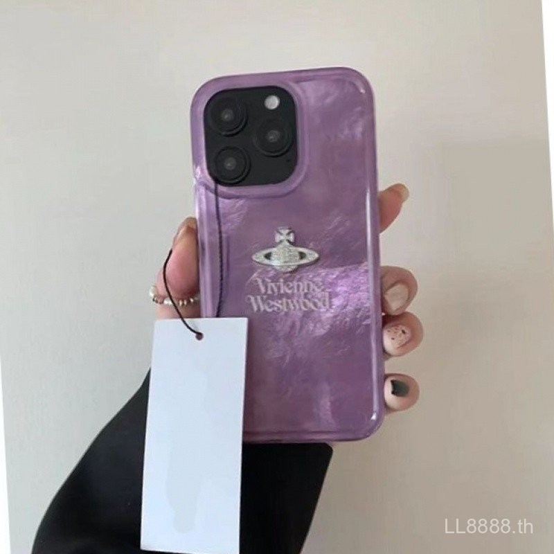 เคสโทรศัพท์มือถือสำหรับ iPhone INS เลเซอร์สเตอริโอ15Promax/14 Purple Planet 11/12/13Pro xsmax/XR สุดหรู7/8PLUS เคสป้องกันแบบเต็มรูใหญ่กันกระแทก umtx