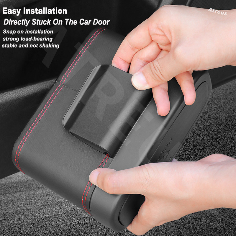 Honda Universal ถังขยะในรถ เครื่องหนัง ประเภทแขวน ถังขยะรถยนต์ กล่องเก็บของพร้อมฝาปิด civic 11th gen fd fc eg fk HRV Jazz City Mugen Fit Vezel Accord BRV WRV Stream - รูปที่ 3