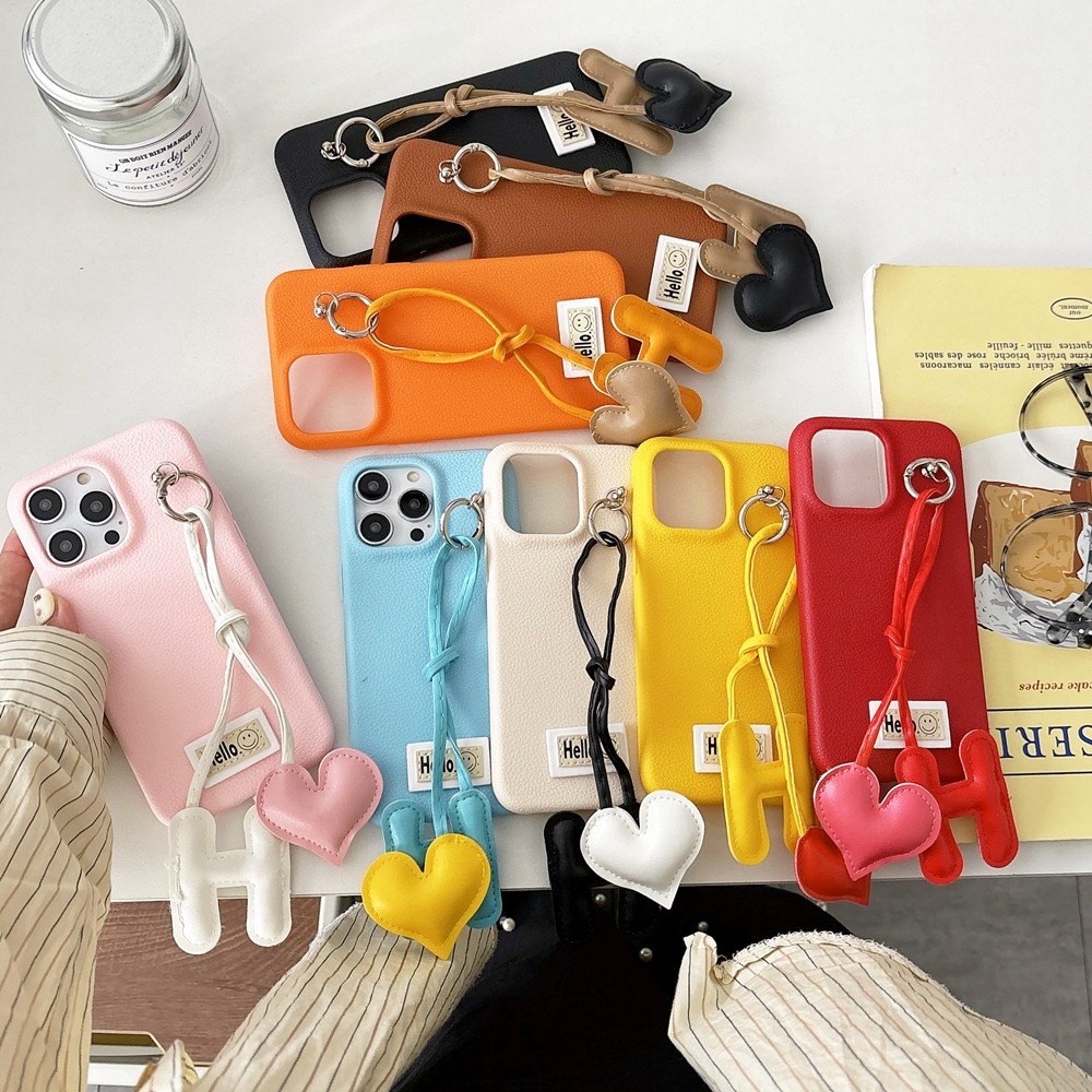 ตัวอักษรจี้รูปหัวใจรูปแบบหนังเหมาะสําหรับ แอปเปิล 16มือโปร เคสโทรศัพท์เคสนิ่ม แอปเปิล 14 ไอโฟน 15/11/13/12