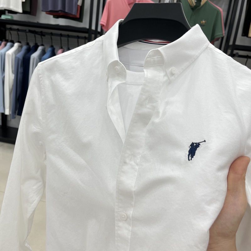 ผ้าฝ้ายแท้ 100 สีทึบแขนยาวผู้ชาย Paul ฤดูใบไม้ผลิฤดูใบไม้ร่วงปักธุรกิจลําลอง Oxford Spinning Workwear เสื้อผ้าผู้ชาย [คลังสินค้าพร้อม]