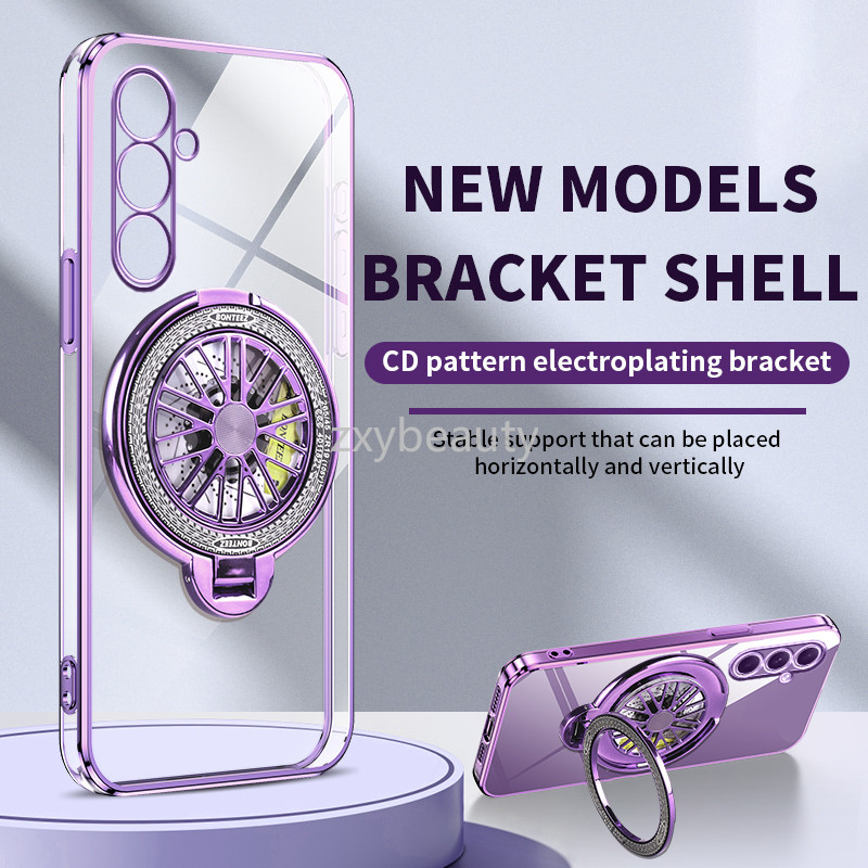 SAMSUNG สําหรับSamsung Galaxy A55 A17 A16 LTE A56 A35 5G 2025 A25 A15 4Gกรณีแฟชั่นชุบแหวนผู้ถือปลอกอ