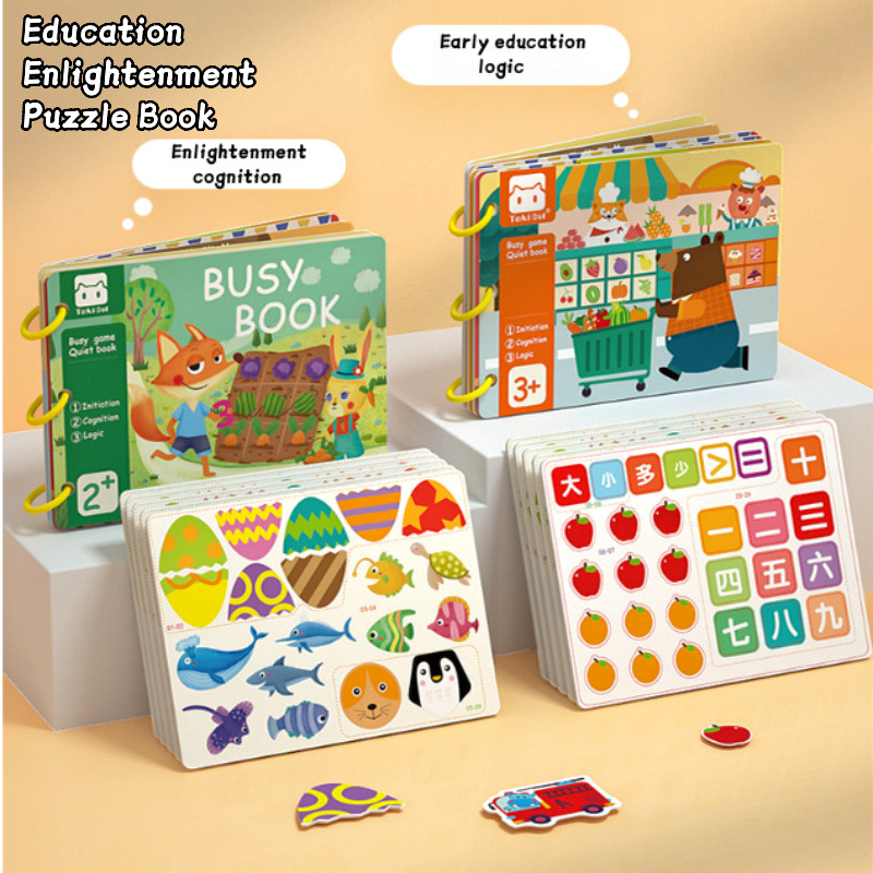 หนังสือการตรัสรู้ของทารก Busy book สําหรับของเล่น Montessori การเรียนรู้ในช่วงต้นหนังสือเด็กหนังสือตรัสรู้