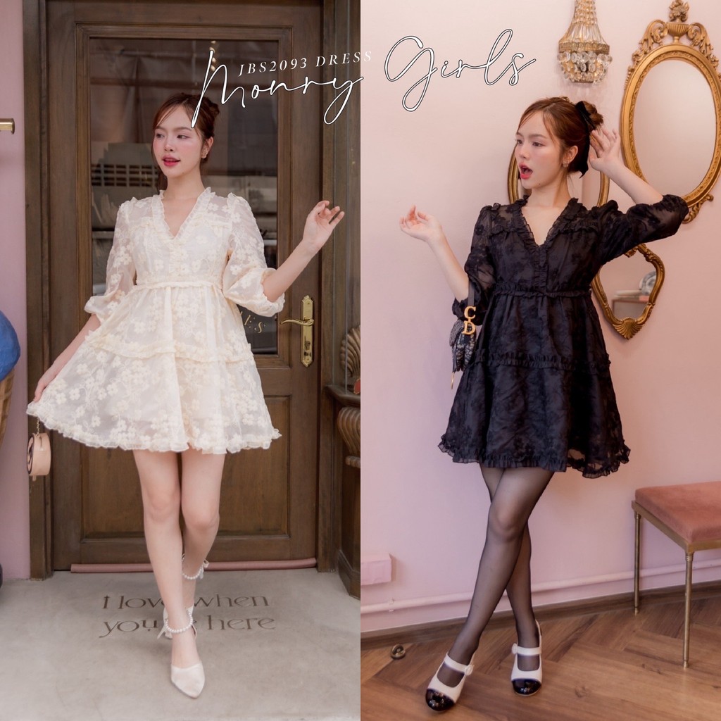 #JBS2093 Monry girls dress มินิเดรส ผ้าลูกไม้