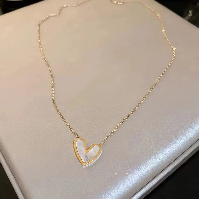 COD-ส่งเร็วจากไทย🎀สร้อยคอหัวใจทองผู้หญิงเฉพาะกลุ่มแสงหรูหรากระดูก-Tender - รูปที่ 6