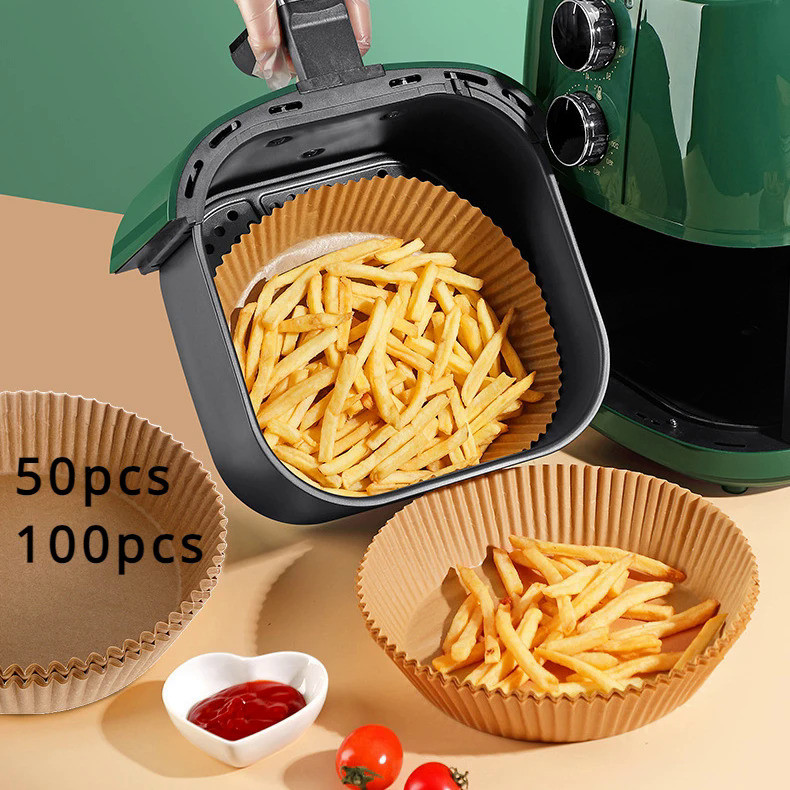 50/100pcs Air Fryer Disposable Paper French Fries Baking Paper Non-Stick  Cheesecake Air Fryer Acces