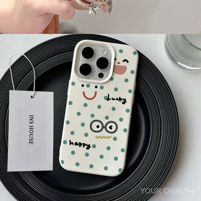 Dot Emoji "เคสโทรศัพท์น่ารักเรียบง่ายและมีสไตล์สำหรับ iPhone 11/12/13/14/15 Pro max/ 7/8PLUS/11pro/13Pro/x/xs MAX 7 8"