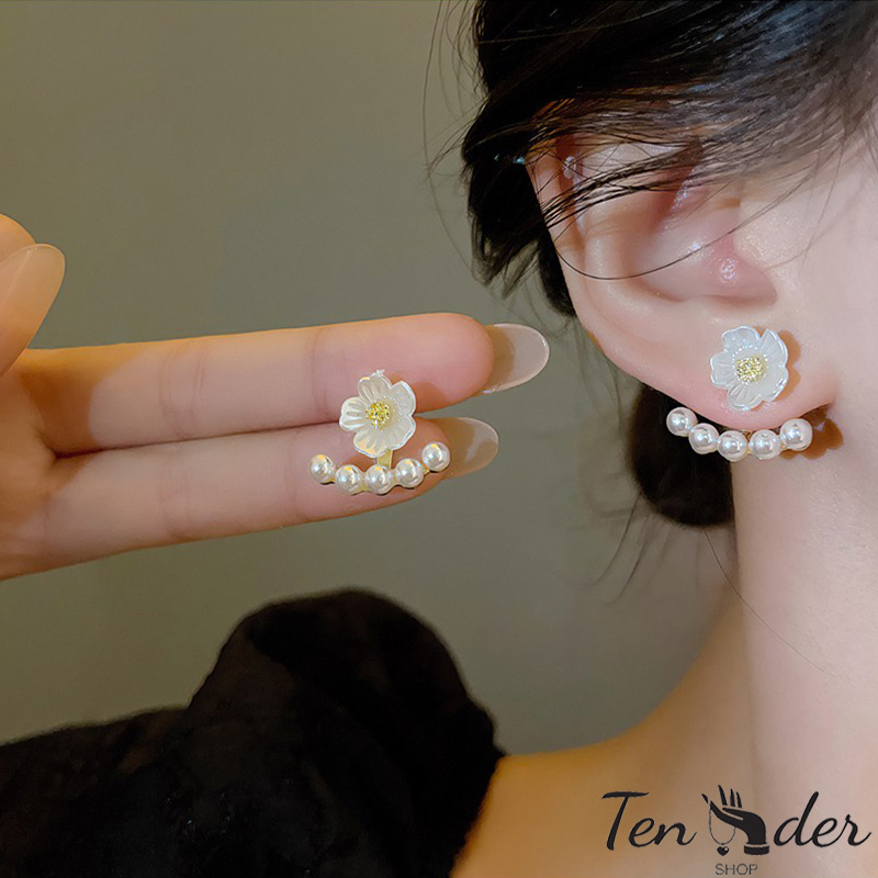 COD-ส่งเร็วจากไทย🎀ต่างหูมุกดอกไม้หรูหราออกแบบพรีเมี่ยมความรู้สึกต่างหูสไตล์สดต่างหู-Tender