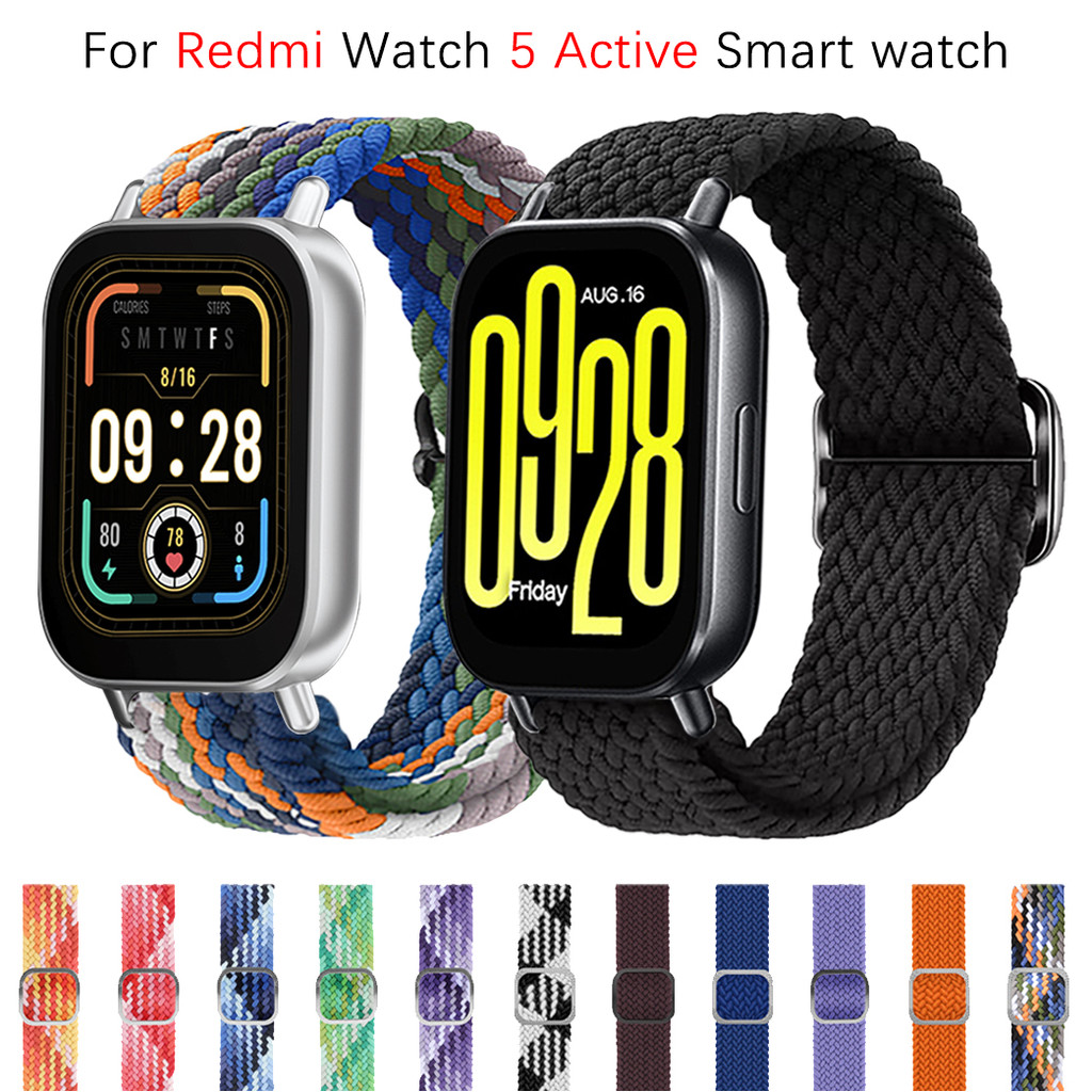 สายรัดไนลอน Solo Loop ถักแบบปรับได้สําหรับ Redmi Watch 5 Active / Redmi Watch 5 lite สมาร์ทวอท์ชสายนาฬิกาแบบยืดหยุ่น