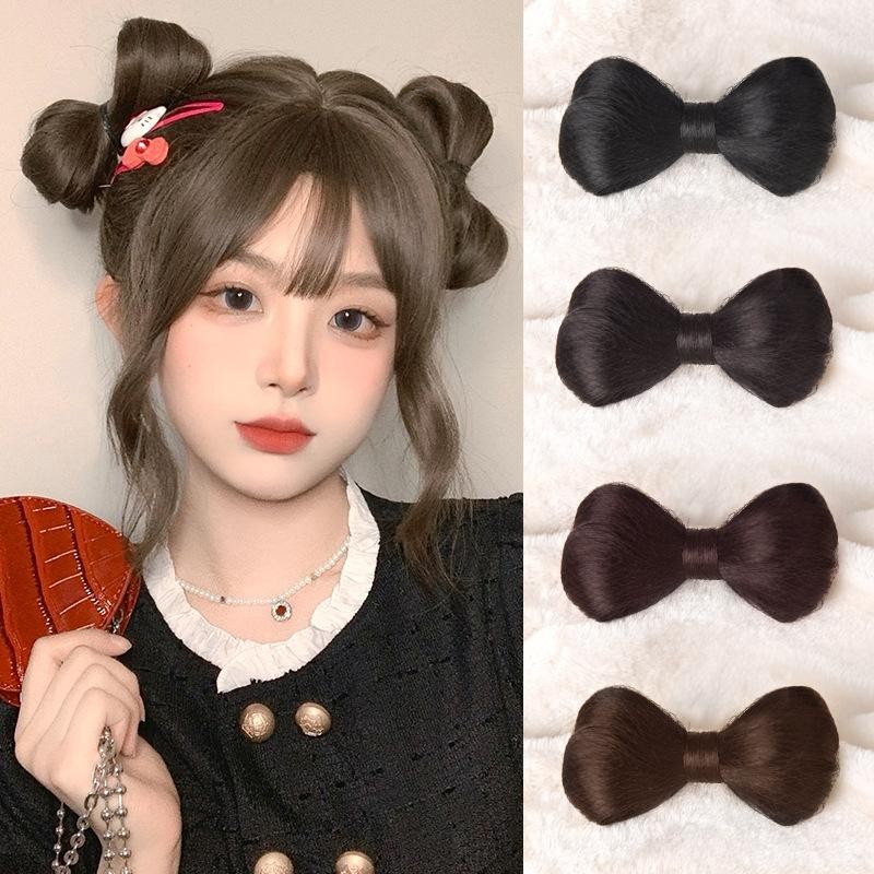 แฟชั่นวิกผมโบว์ปมบุญคลิปน่ารักหญิงจําลองผมสาวขี้เกียจสาวขดผมปุย ขลัง เครื่องมือวิกผมห่วงผม