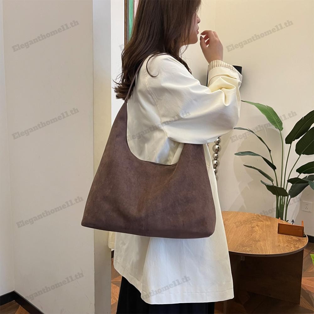 กระเป๋าโท้ทหนังกลับสำหรับผู้หญิง | ปิดด้วยซิปสำหรับการทำงานและการเดินทาง | กระเป๋าโฮโบขนาดใหญ่รูปพระจันทร์เสี้ยว | ปลอดภัยและกว้างขวาง