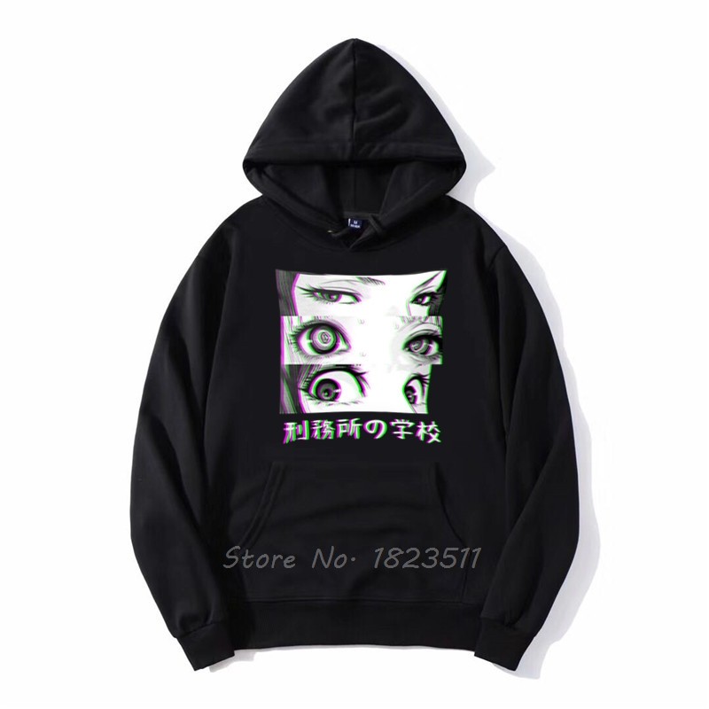 Prison School Eyes Sad ญี่ปุ่นอะนิเมะความงามผู้ชาย Hoodie ญี่ปุ่นผู้ชาย Hoody Hoodies Harajuku Hoodi