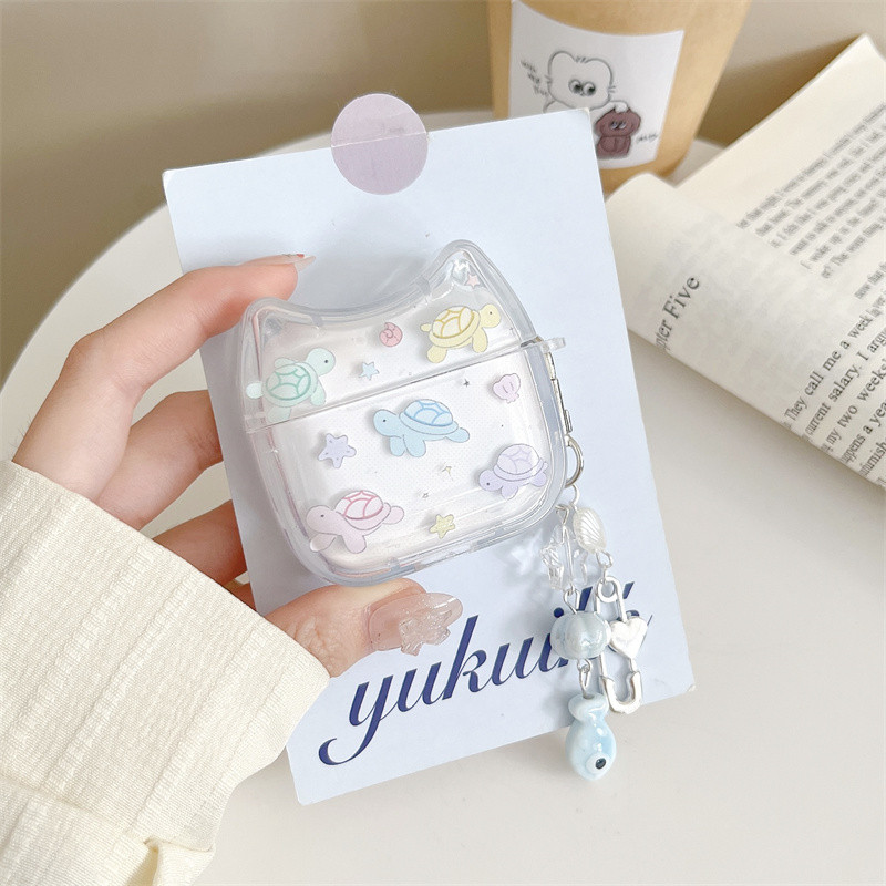 เต่าน้อยสีสันสดใส เหมาะสําหรับ Airpods1/2 3 Pro Pro2 Airpods4 ชุดหูฟังไร้สายบลูทูธป้องกันกรณี Air Pods Pro 3 4 หูฟังป้องกันกรณี