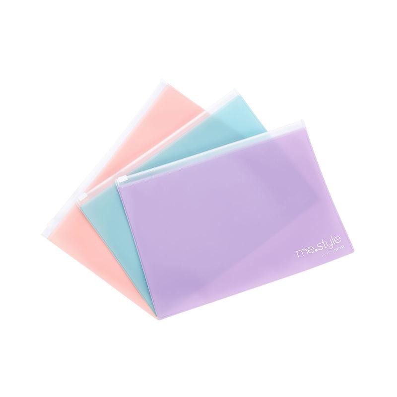 ME.STYLE ซองซิปพลาสติก A5 คละสี (3ใบ/แพ็ค) มี.สไตล์ EV-010