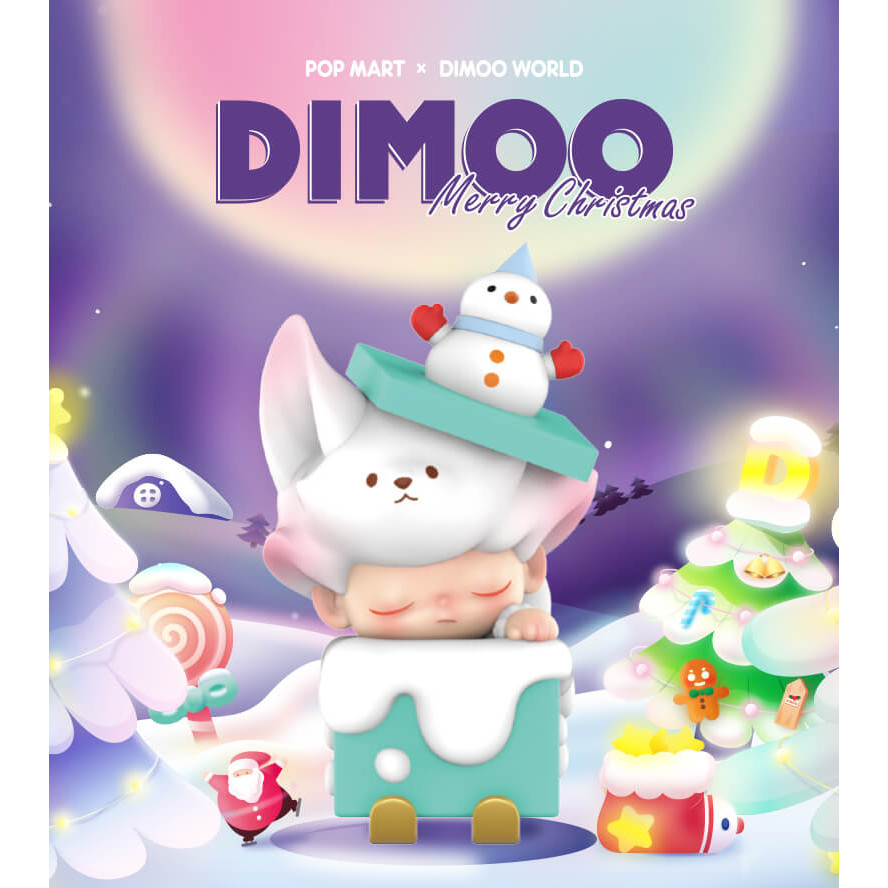 Popmart POPMART DIMOO Christmas Series 2020 รูป 100% ของแท้ Mystery Box อินเทรนด์เล่นน่ารักตกแต่งตุ๊กตาของเล่นคริสต์มาสของขวัญ