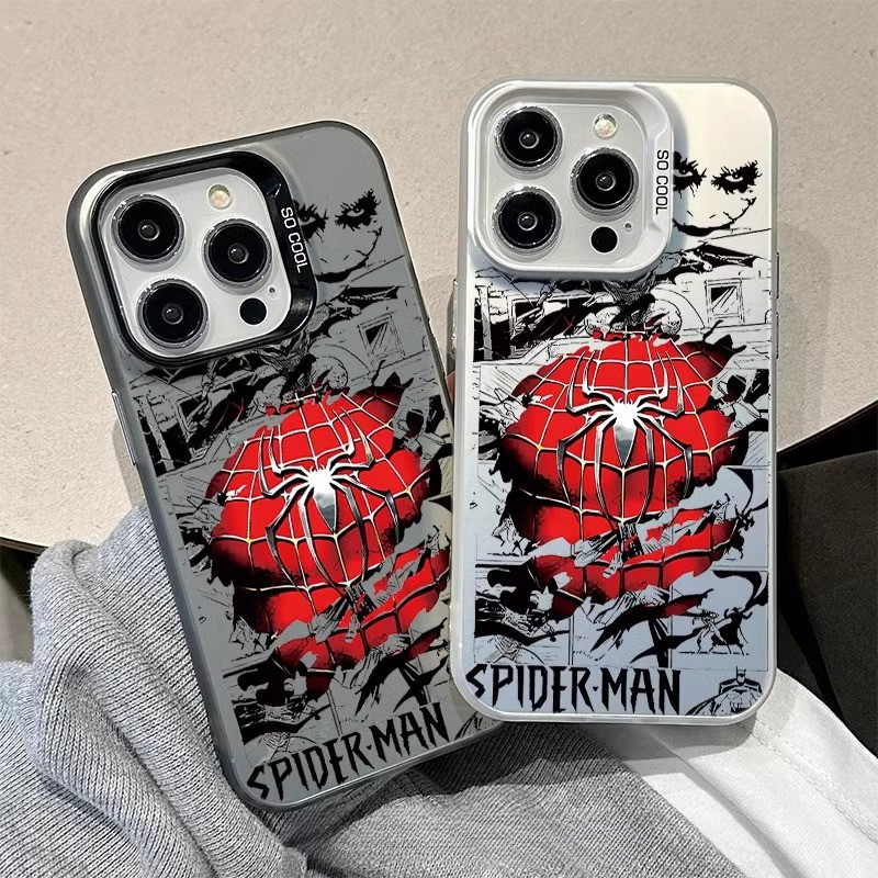 จัดส่งทันที เคสไอโฟน11 12 13 14 15 16 Pro Max ความคิดสร้างสรรค์ SpiderMan Case For iPhone 13PM,16PM,15PM,XS,7+ 8P