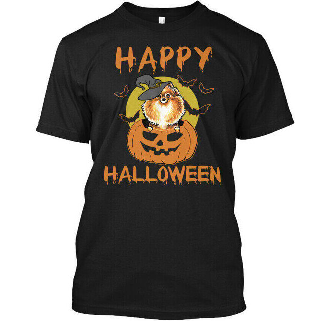 Custom Pomeranian - เสื้อยืด Happy Halloween