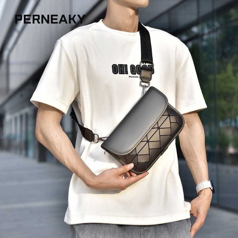 Perneaky กระเป๋าสะพายชาย, กระเป๋าใบเล็กกันน้ํา, กระเป๋าสะพายข้างลายตารางเคลือบ