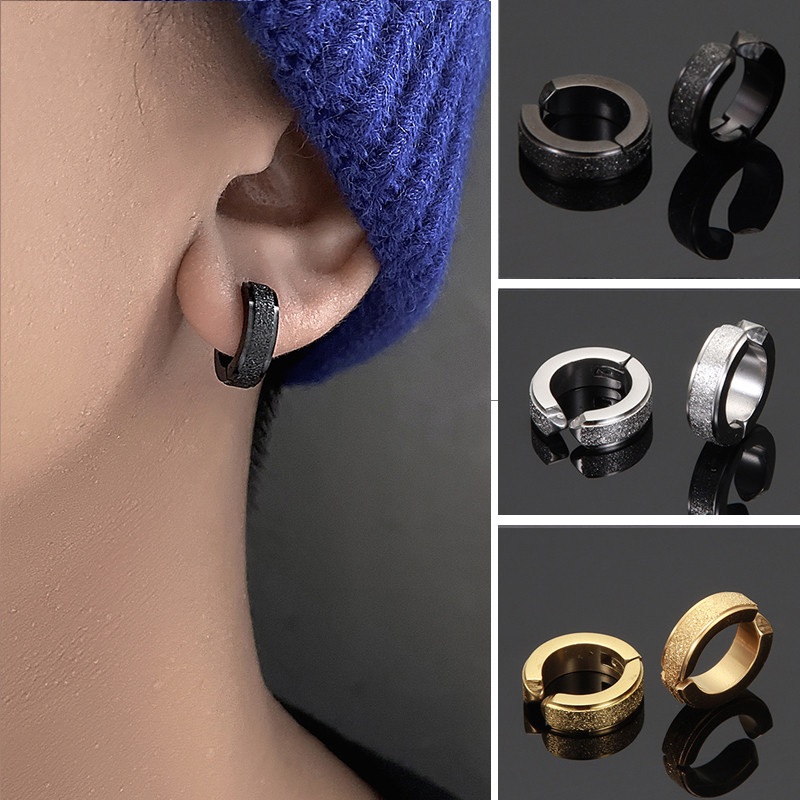 1 ชิ้นสแตนเลสต่างหูคลิป Hip Hop ไม่จําเป็นต้องพายหูคลิป Street Gothic ต่างหูหู Studs Punk เครื่องประดับของขวัญ