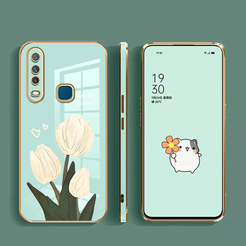 Shining electroplated ดอกทิวลิปสําหรับ Samsung galaxy J4 Plus J7 J730 J7 Prime หมายเหตุ 10 หมายเหตุ 10 Plus หมายเหตุ 20 หมายเหตุ 20 Ultra หมายเหตุ 8 หมายเหตุ 9 S20 FE S21 FE S22Ultra S23 น่ารักเคสโทรศัพท์