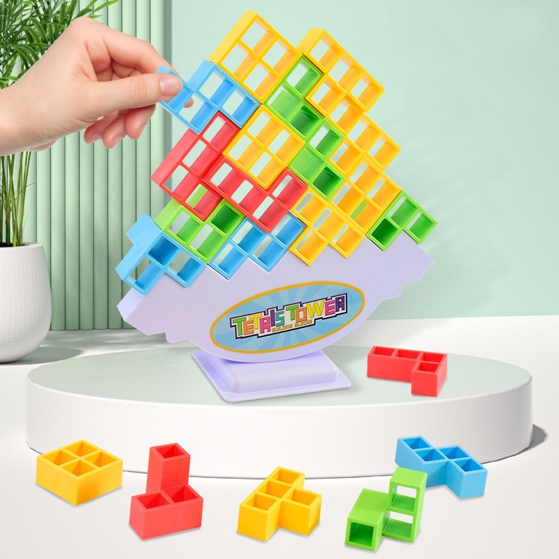 Tetra Tower เกม Tetris Balance ของเล่นเด็ก Balance ซ้อนบล็อกตัวต่อเกมกระดานเด็กของเล่นเพื่อการศึกษาข