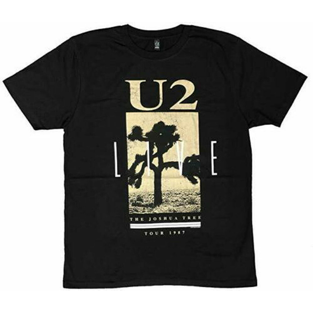 U2 Joshua Tree Live 1987 Mens Black Organic T เสื้อ U2 Tee