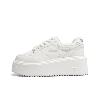 รองเท้าผ้าใบเสริมส้นผู้หญ รองเท้าผ้าใบแฟชั่นสีทึบ ไซส์ 36-40…