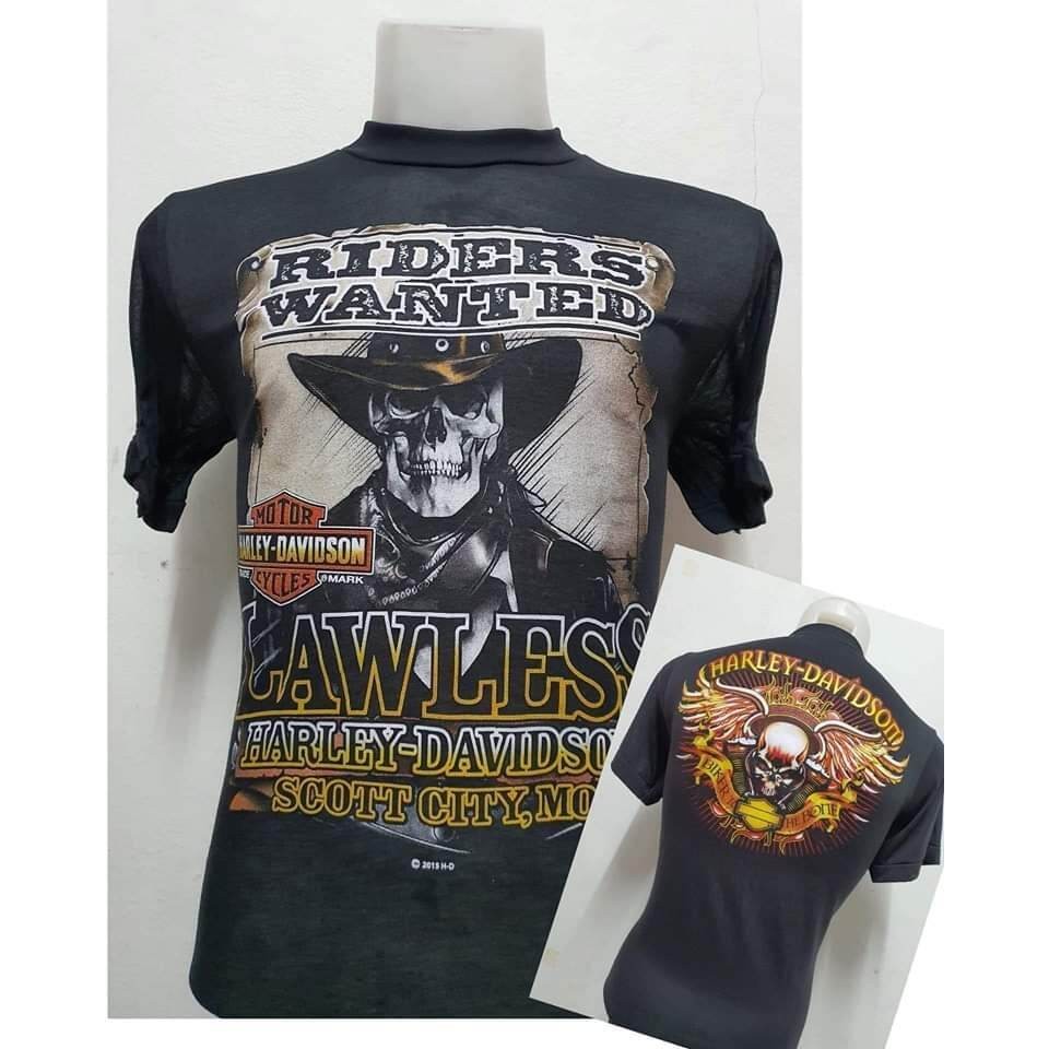 เสื้อผ้าบางฮาเลย์ Harley-Davidson ผ้ามุ้งบางใส่สบาย สไตล์วินเทจ ป้ายVintage 3D EMBLEM [ S M L XL ] S-5XLSize S-5XL