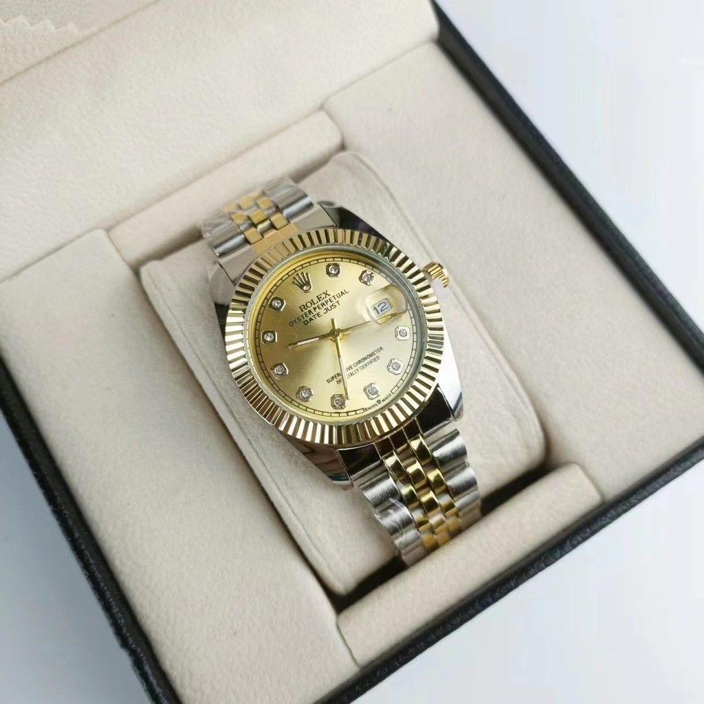 Rolex ร้อนสบาย ๆ ธุรกิจผู้ชายและผู้หญิงปฏิทินแถบเหล็กผู้ชายและผู้หญิงนาฬิกาควอตซ์, นาฬิกาแฟชั่นอเนกประสงค์