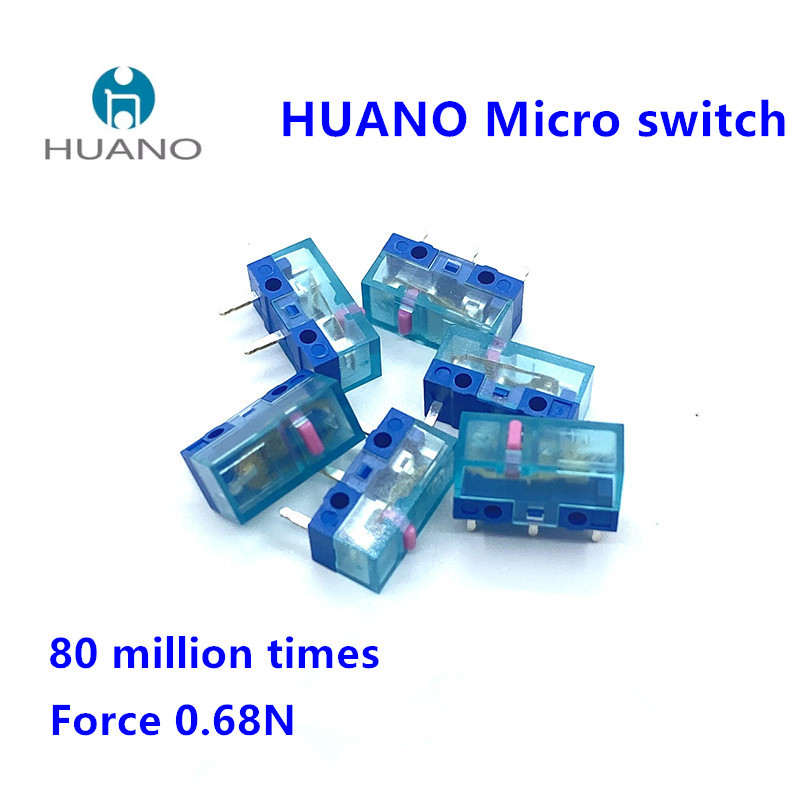 Huano Mouse Micro Switch Transparent Shell Pink Dot 80 ล้านครั้งสวิตช์ปุ่มเมาส์คอมพิวเตอร์