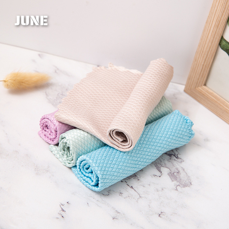 พร้อมส่ง! ผ้าเช็ดทำความสะอาด อเนกประสงค์ เช็ดมือ จาน โต๊ะ ลายเกล็ดปลา ซับน้ำได้ดี สินค้าขายดี