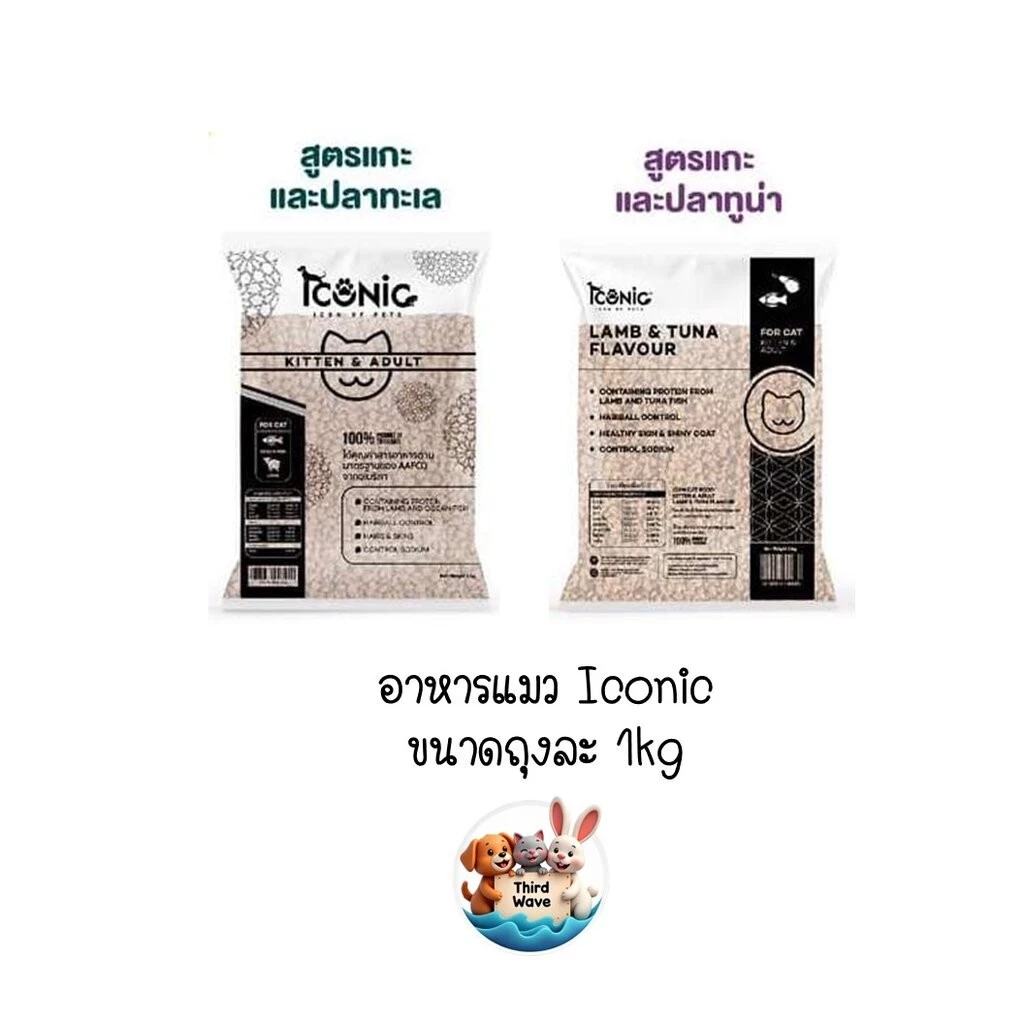 [** ถุงแบ่งจากโรงงาน ขนาด 1kg**] Iconic อาหารเม็ดแมว ไอโคนิค สำหรับลูกแมวและแมวโต ขนาด 1kg (แพ็คจากโรงงาน)