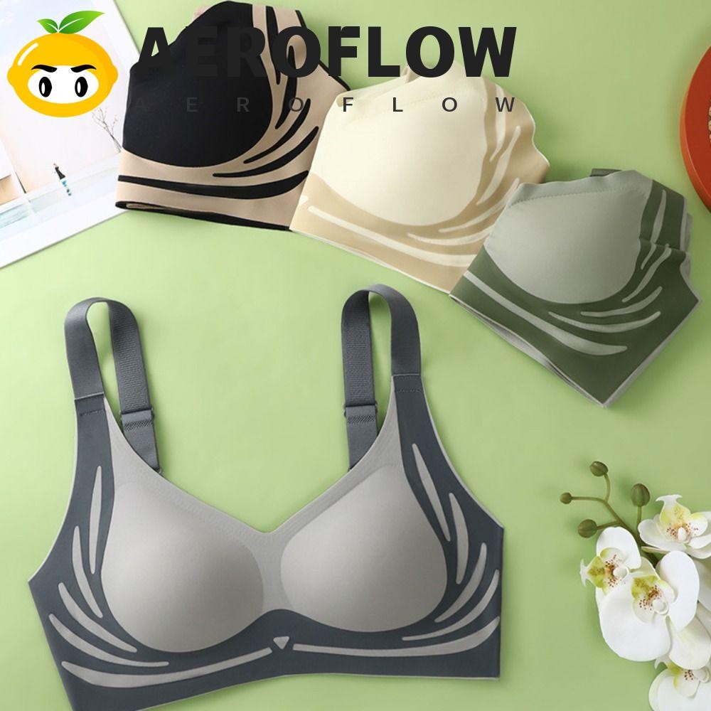 Aeroflow Brassiere สําหรับผู้หญิง,กระชับกันกระแทกไร้สายลึกV Bra,นุ่มถ้วยใหญ่PatchworkปรับPush Upชุดชั้นในโยคะ