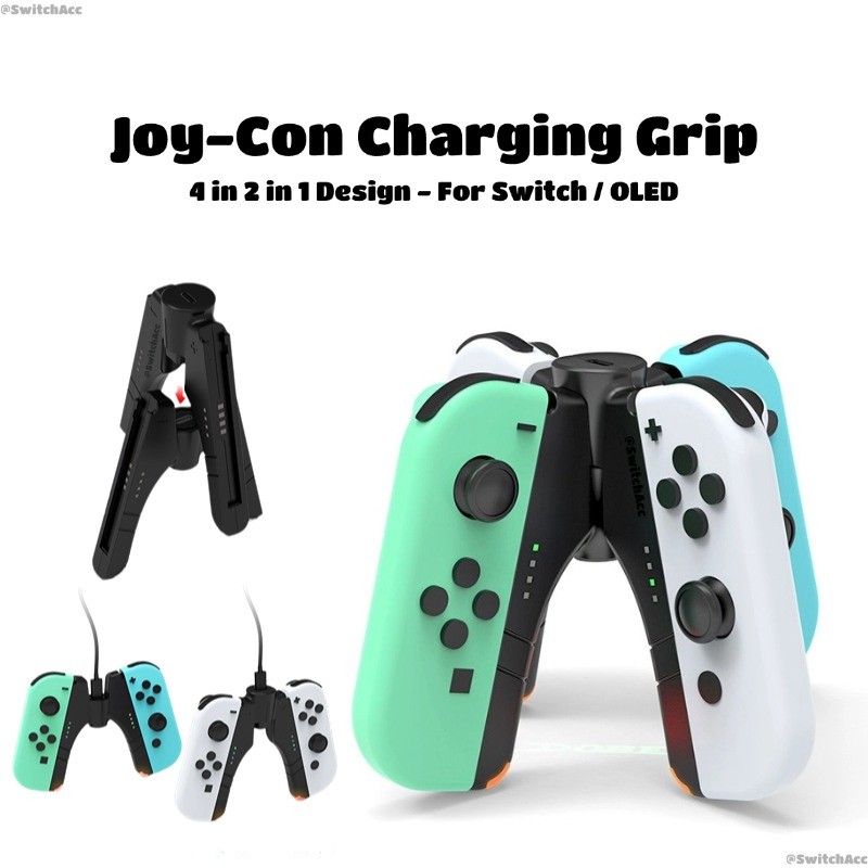 DOBE Joy-Con แท่นชาร์จ 4 in 1 การออกแบบสําหรับ Nintendo Switch / OLED LED ตัวบ่งชี้หุ้นท้องถิ่น TNS-1180