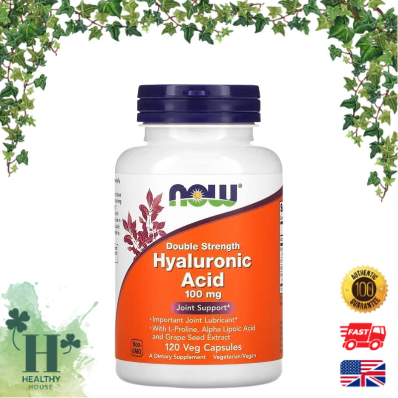 พร้อมส่ง NOW Foods Hyaluronic Acid Double Strength 100 mg 120 Veg Capsules