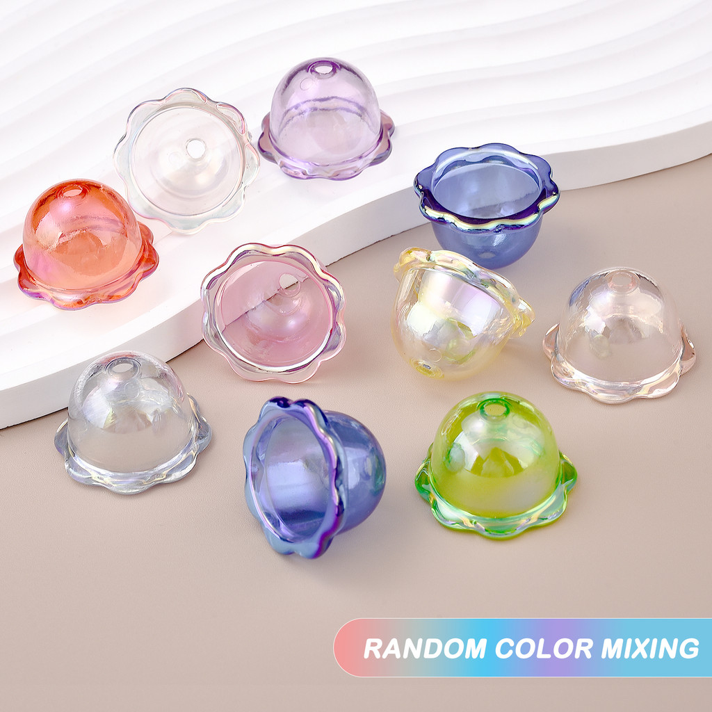 10pcs สีลมกระดิ่งลูกปัด DIY แฮนด์เมดเครื่องประดับคริลิคลูกปัดสร้อยคอจี้ ราคา ถูกที่สุด ดีลบีเคเค