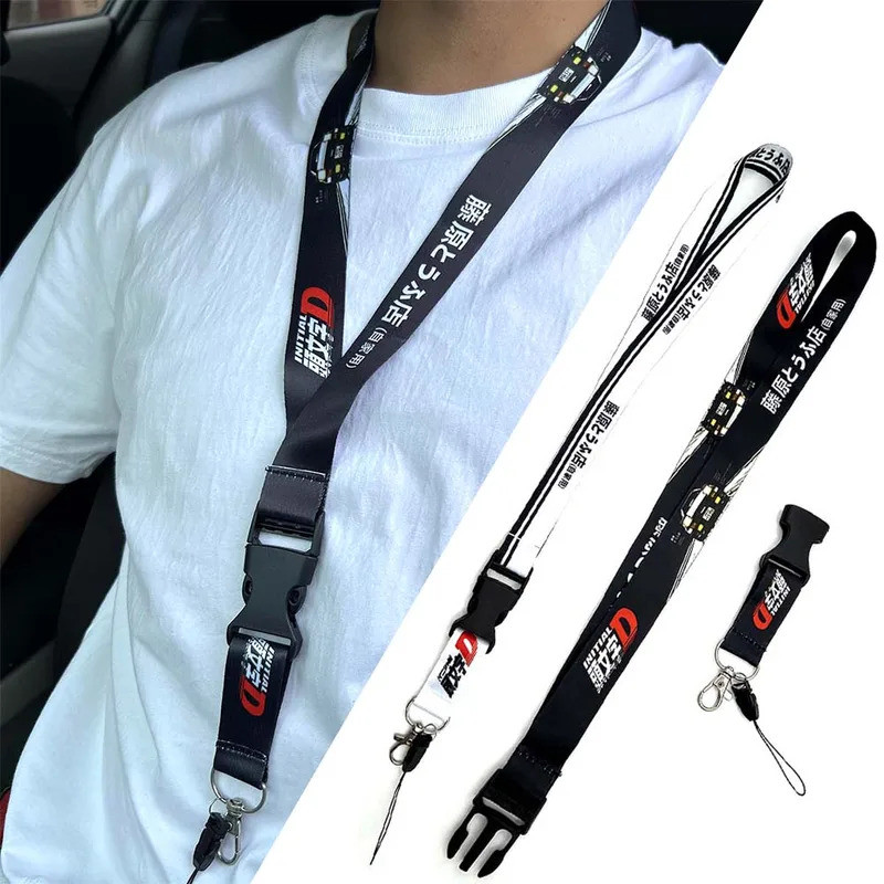 ญี่ปุ่นอะนิเมะเริ่มต้น D สายคล้องคอ Lanyards พวงกุญแจทํางาน ID แขวนเชือก Lariat JDM พวงกุญแจอุปกรณ์เสริม