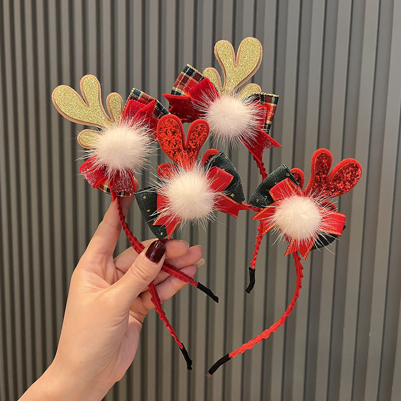 2024 ที่คาดผมคริสต์มาส Staghorn Bow Headwear