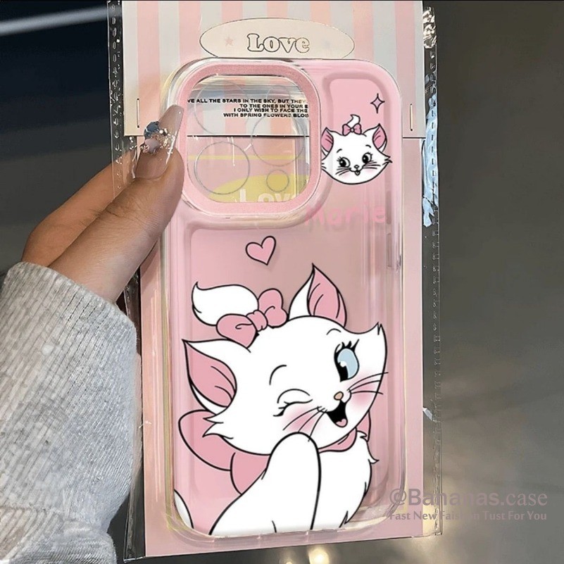 Iphone 16 15 14 13 12 11 Pro Max X XR XS Max 7 8 Plus SE2020 เคสโทรศัพท์การ์ตูนสีชมพู Luna Cat Clear Soft Cover