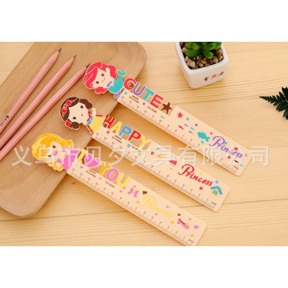 S0470 ไม้บรรทัด เจ้าหญิง Princess พลาสติก 15ซม. แบบแข็ง น่ารัก ที่คั่นหนังสือ เครื่องเขียน ของแจก