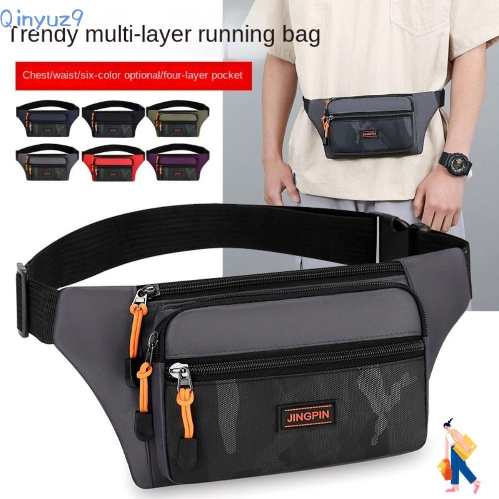Qinyuz9 กระเป๋าคาดเอวผู้ชาย, Anti-theft Fanny Pack โทรศัพท์มือถือเอว Pack, แฟชั่น Multi-layer Close Fitting กระเป๋าคาดเอว Run กระเป๋ากีฬา