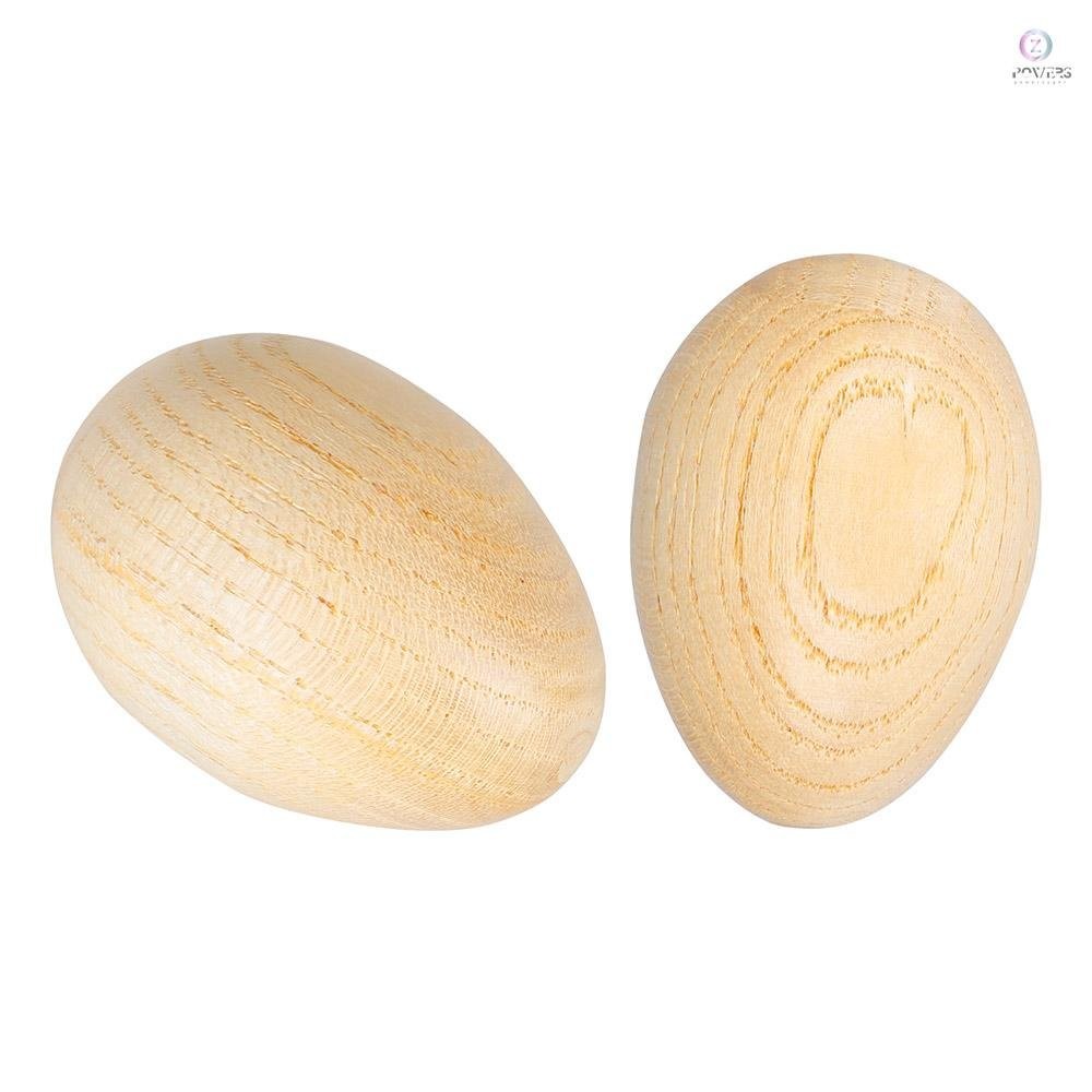 Poweph Wooden Maracas Egg Shakers Musical Percussion Instrument Eggs 2pcs Beige