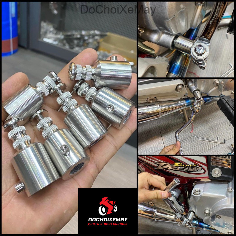 เย็บ CNC, Dream, Wave, Future 304 Stainless Steel Pedal Hubs สามารถติดตั้ง Takegawa, Chaly, Ktech ได