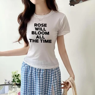 G01-02 เสื้อยืดสีดำแขนสั้นพิมพ์ลายอังกฤษ สุดน่ารัก แนวเกาหลี หลายไซส์ ผ้านิ่มสวมใส่สบาย ใส่ได้ทุกโอกาส ราคาถูก