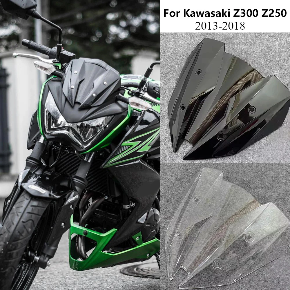 สําหรับ Kawasaki Z300 Z250 2013 2014 2015 2016 2017 2018 Z 300 Z 250 กระจก Wind Deflectors หน้าจอ Double Bubble กระจก