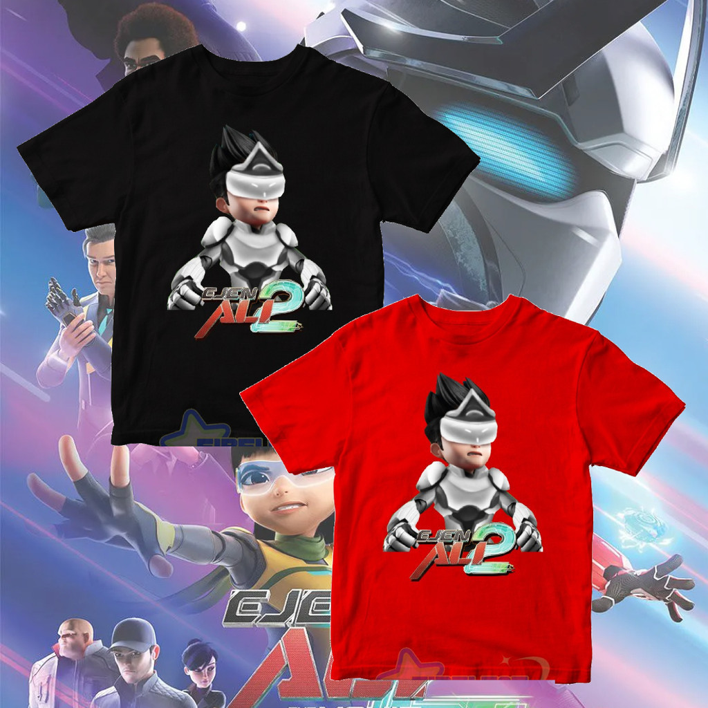 เสื้อยืด Ejen Ali The Movie 2 เสื้อยืด Baju Ejen Ali Kids Adult Ejen Ali Satria เสื้อยืดผ้าฝ้ายสั้น