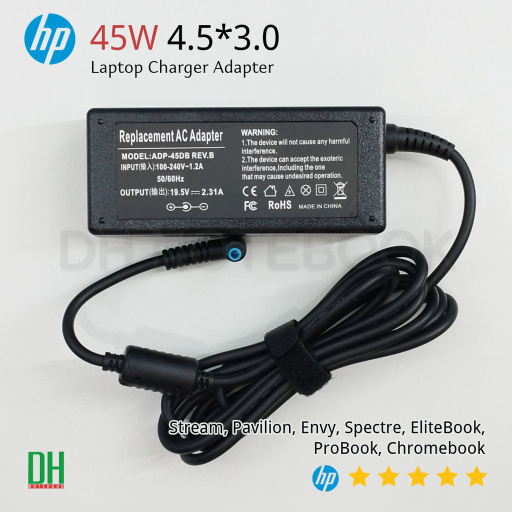 สายชาร์จ Adapter HP 19.5V 2.31A 45W OEM HP Stream, Pavilion, Envy, Spectre, EliteBook, ProBook, Chromebook หัว 4.5*3.0mm